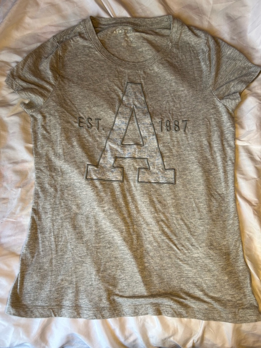 Aeropostale Heather Gray Short Sleeve Logo Tee